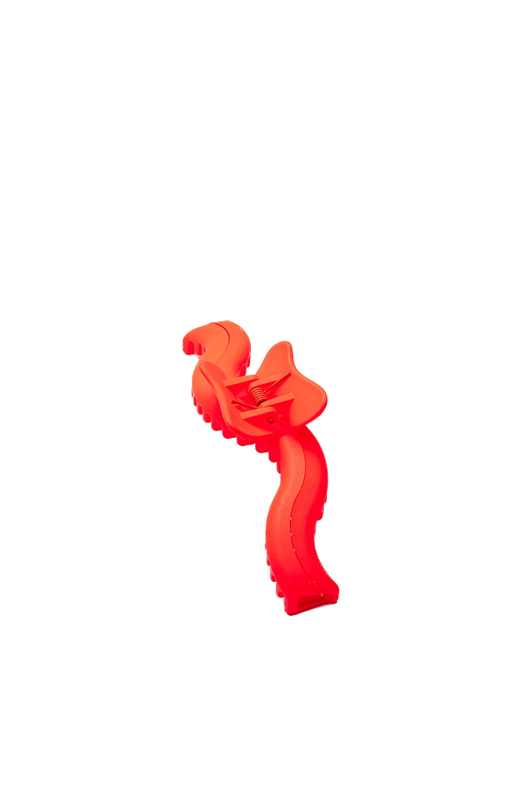Bright red wavy hair claw with ridged grip