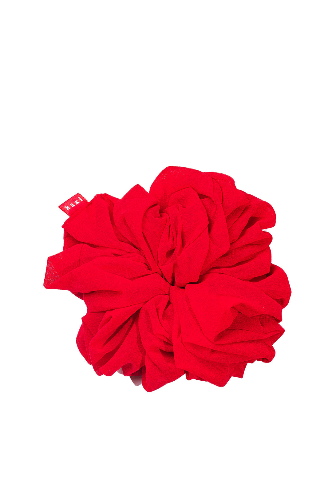 Jumbo scrunchie, bold red scrunched fabric flower