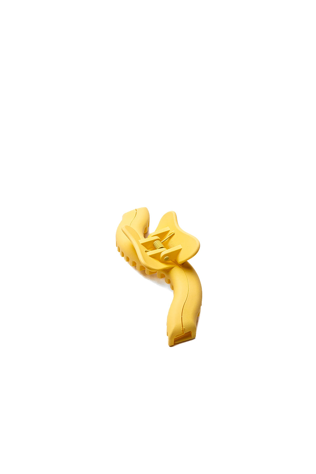 Yellow wavy hair claw comb with ridged grip