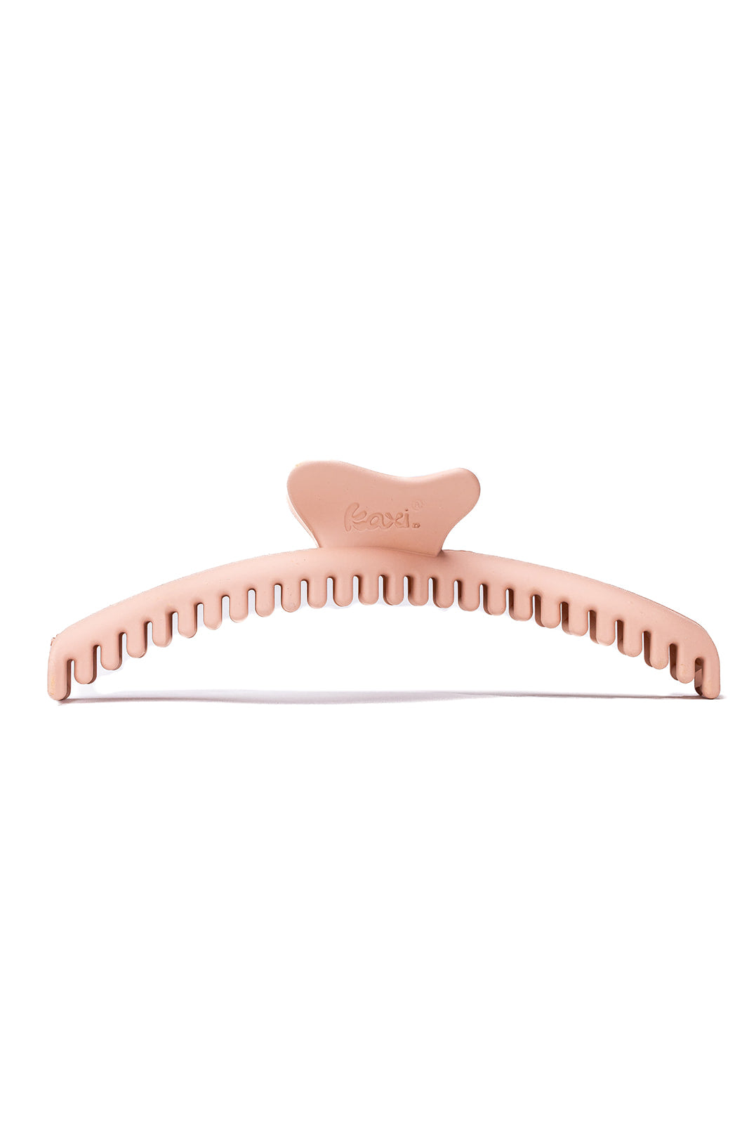 Light pink wavy hair claw clip with curved teeth for secure hold