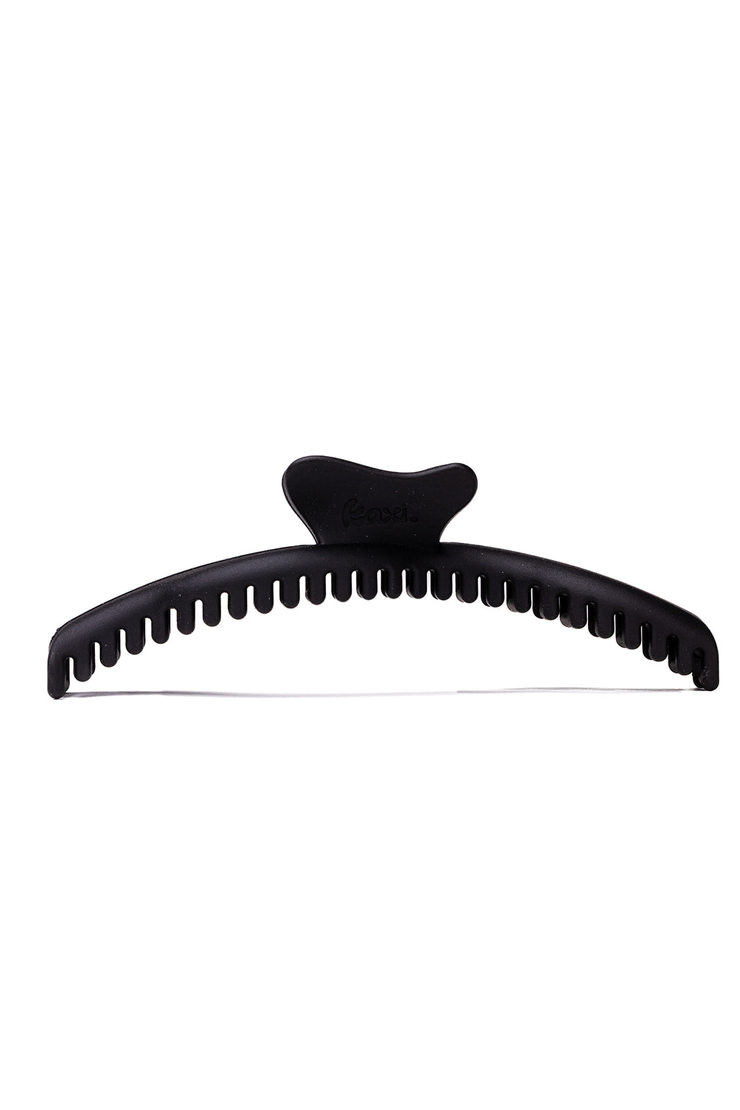 Black wavy claw hair clip with scalloped comb edge