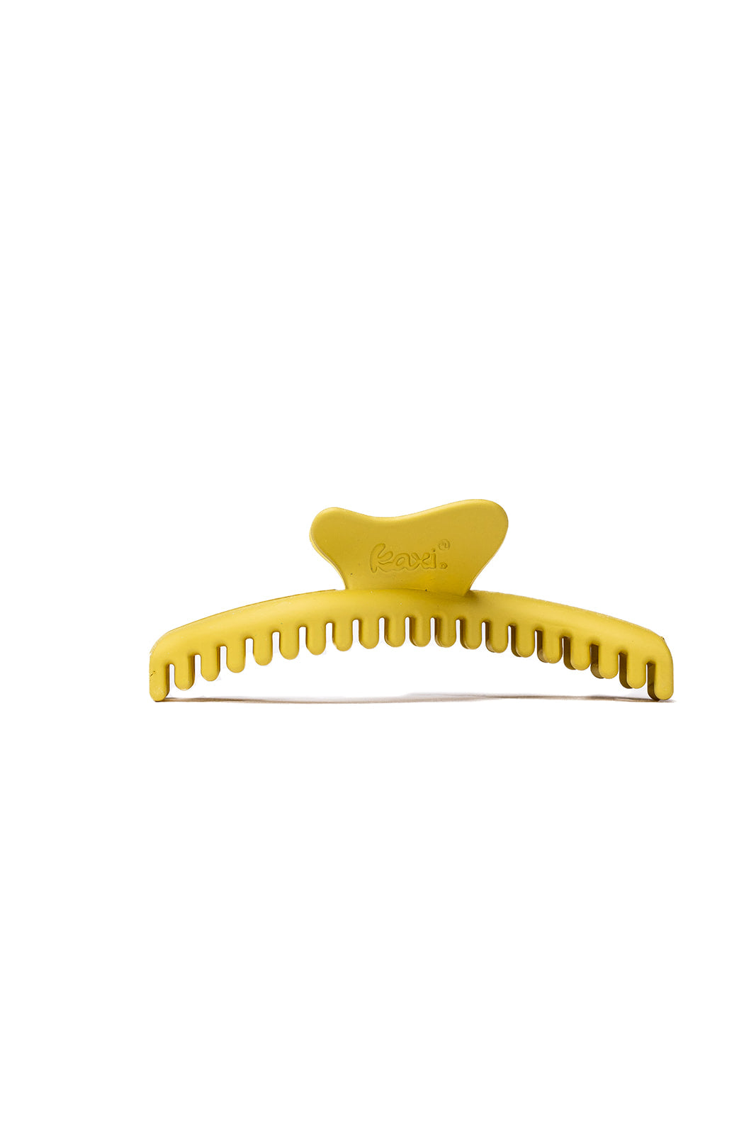 Yellow wavy edge hair claw clip with ridged grip teeth