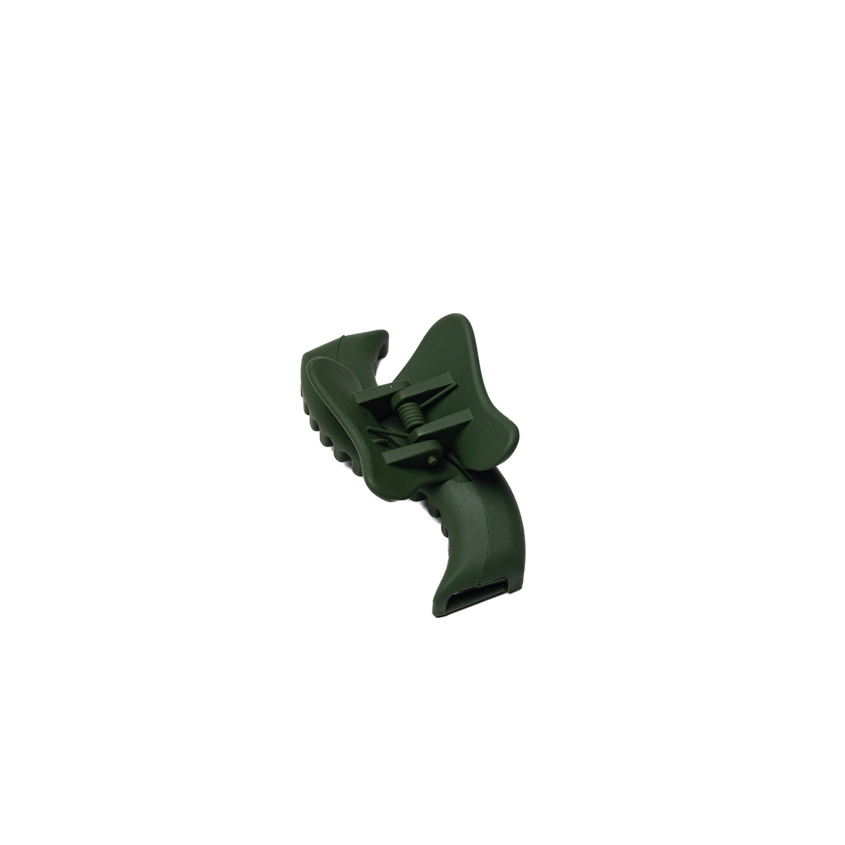Dark green wavy mini claw hair clip with scalloped teeth