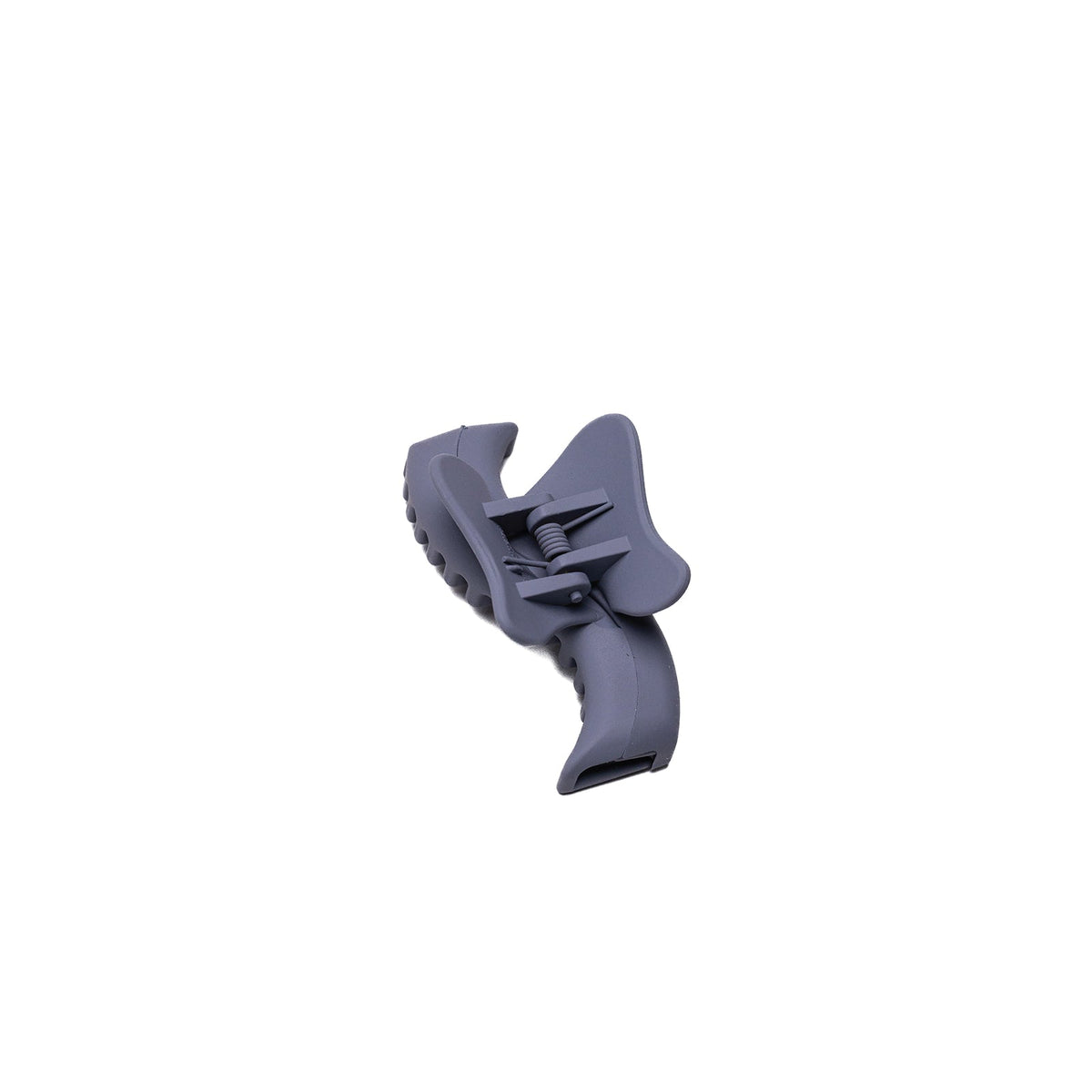 Wavy mini hair claw clip, dark blue matte finish.