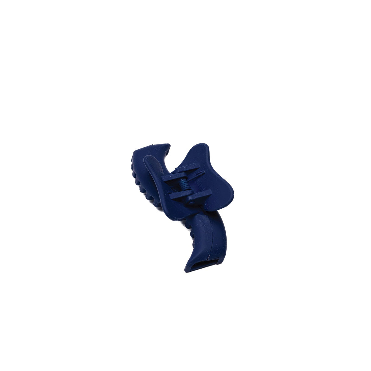 Dark navy wavy mini claw hair clip with ridged grip