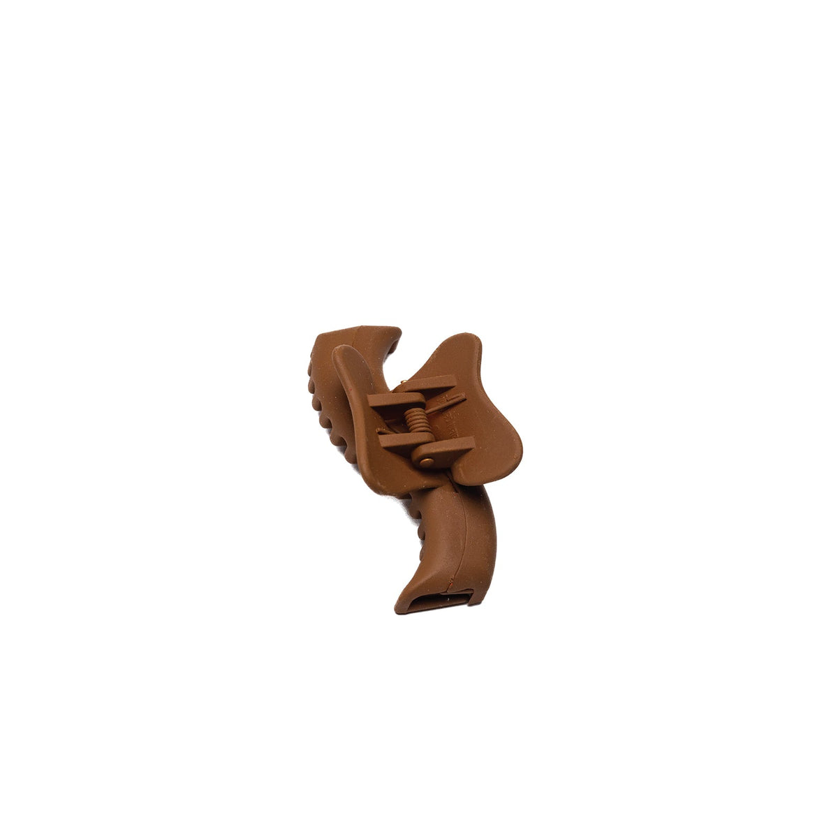 Brown wavy mini hair claw with ribbed center
