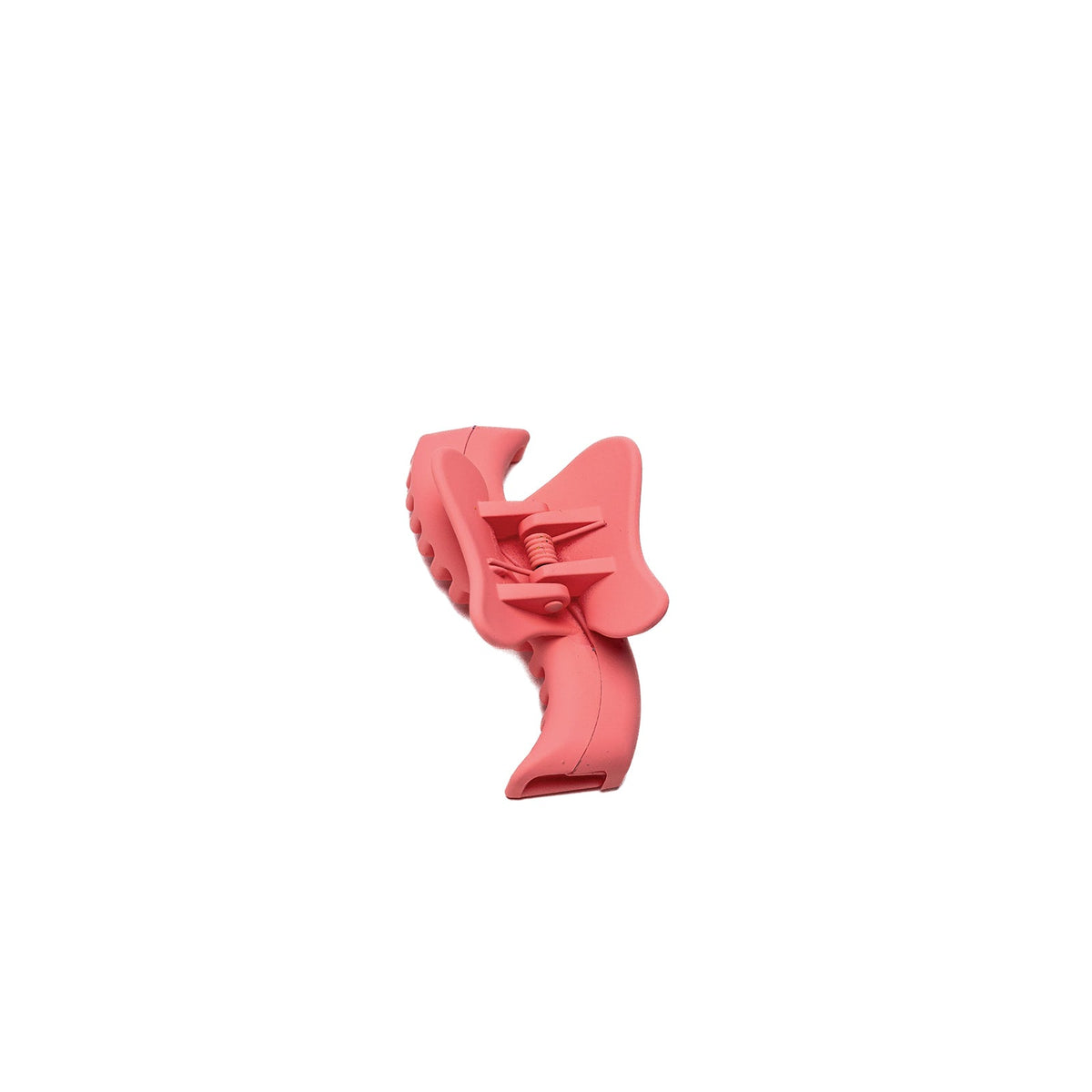 Red mini claw hair clip with wavy prongs