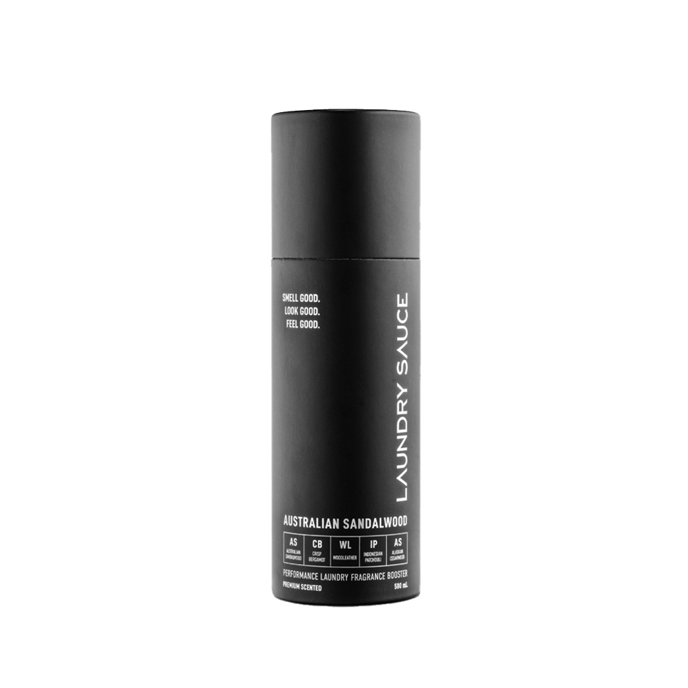 Advanced in-wash scent booster in black tube, Australian Sandalwood label on front