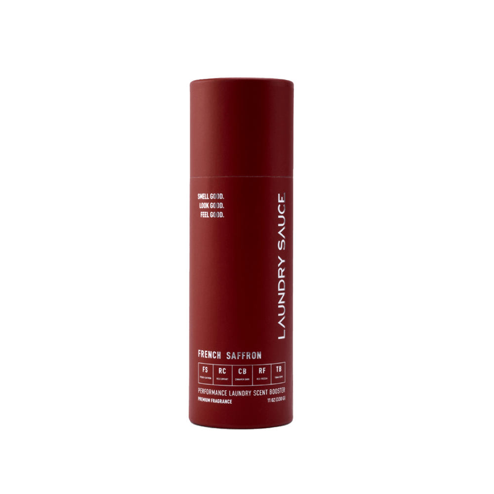 Advanced in-wash scent booster in dark red tube, French Saffron label on front