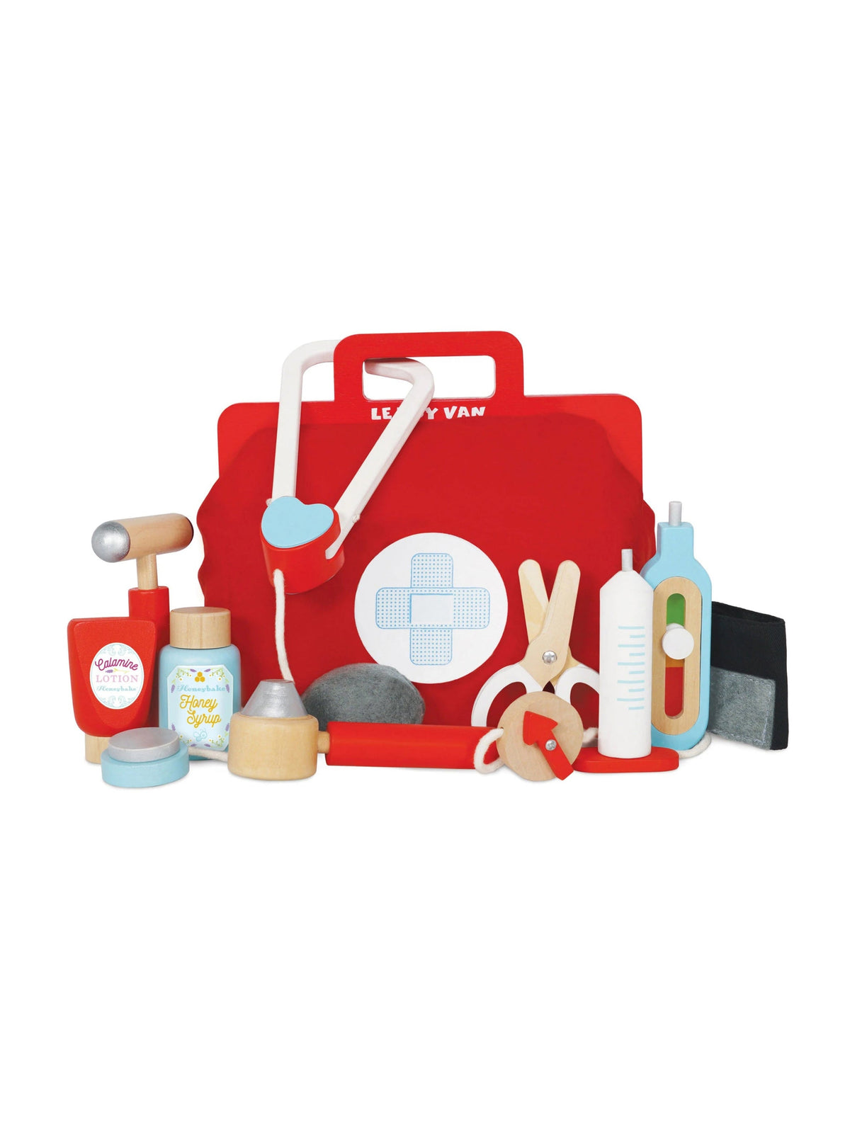 Le Toy Van doctor's medical kit with red case and play medical tools and bottles