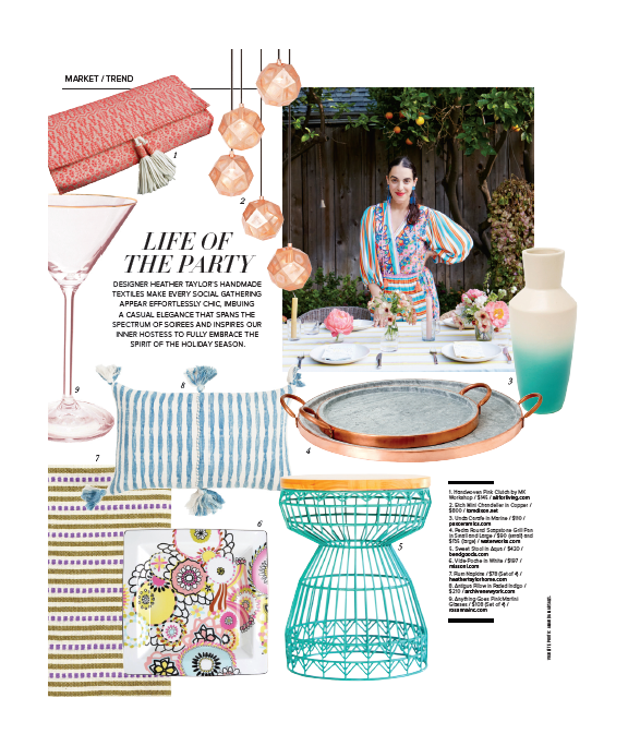 Printed fabric display featuring striped pillow designs with tassels