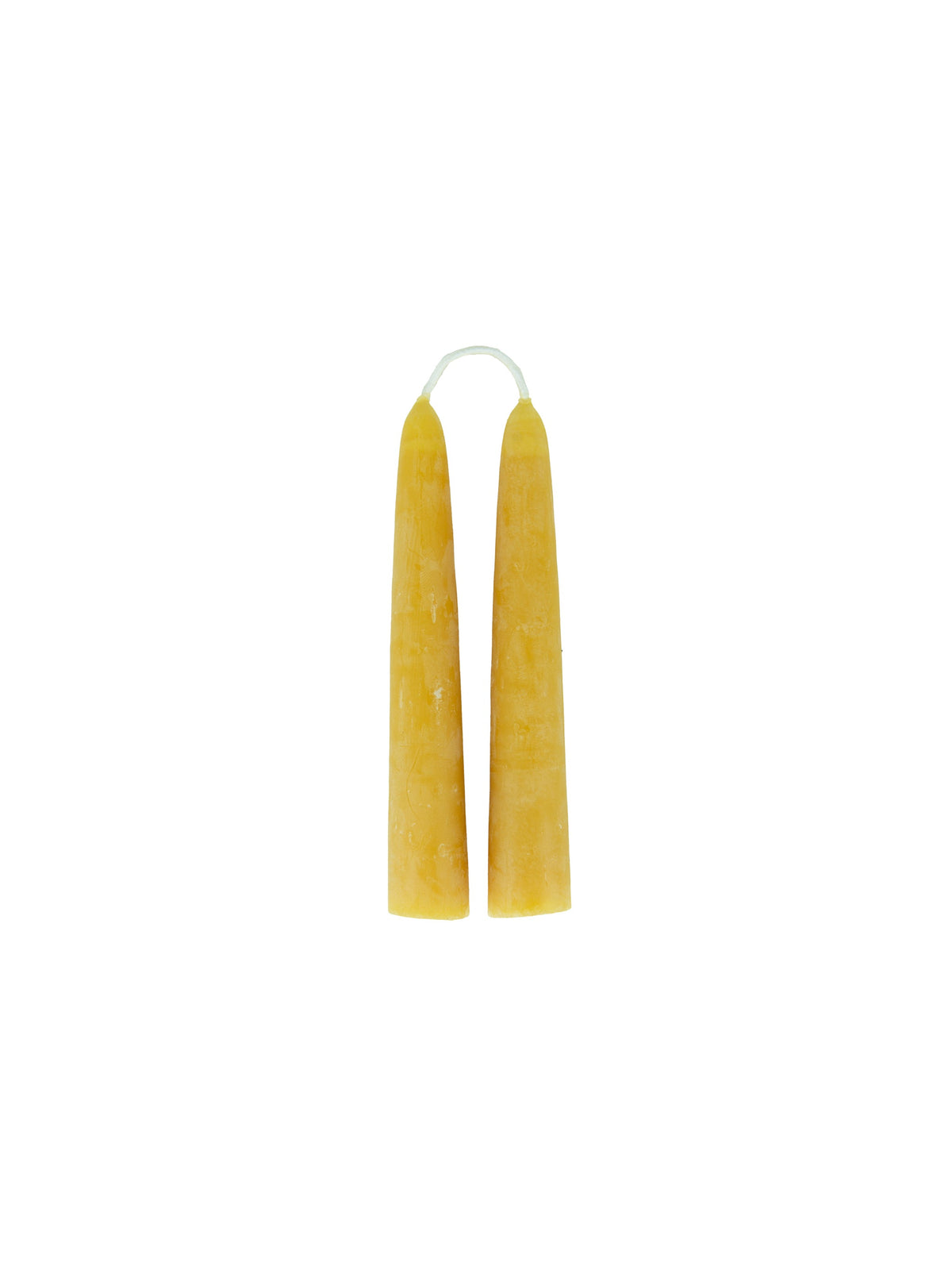 Pair of gold beeswax taper candles with white wicks