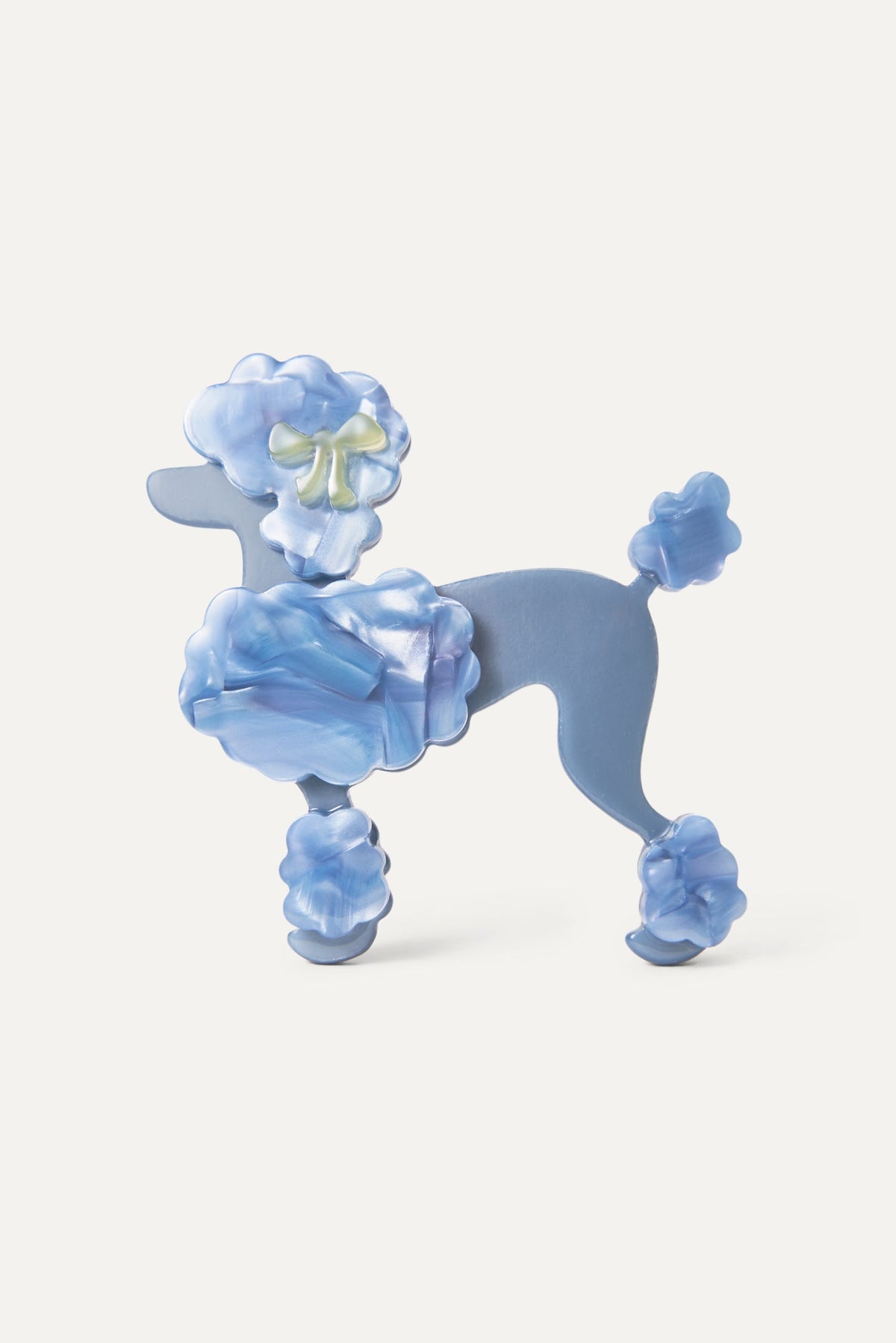 Blue poodle hair clip with curled decorative blue poodle figure