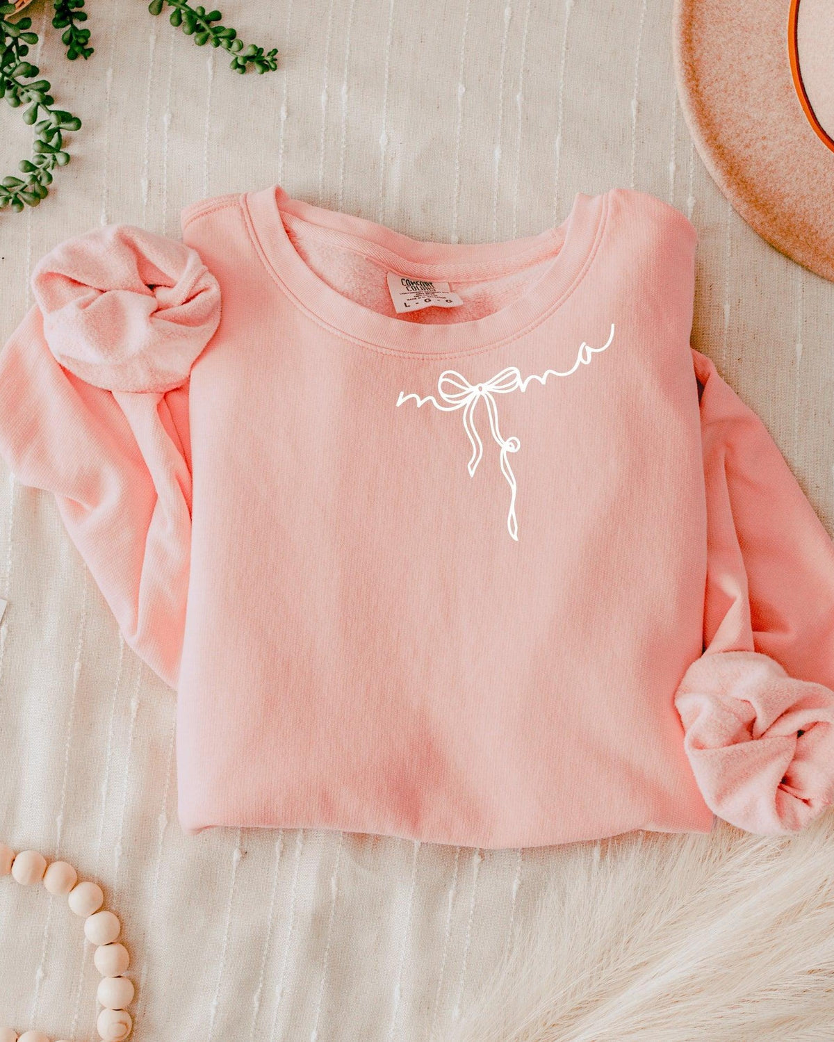 Mama Ribbon Comfort Colors Sweatshirt (Around Neck), Mom Gift