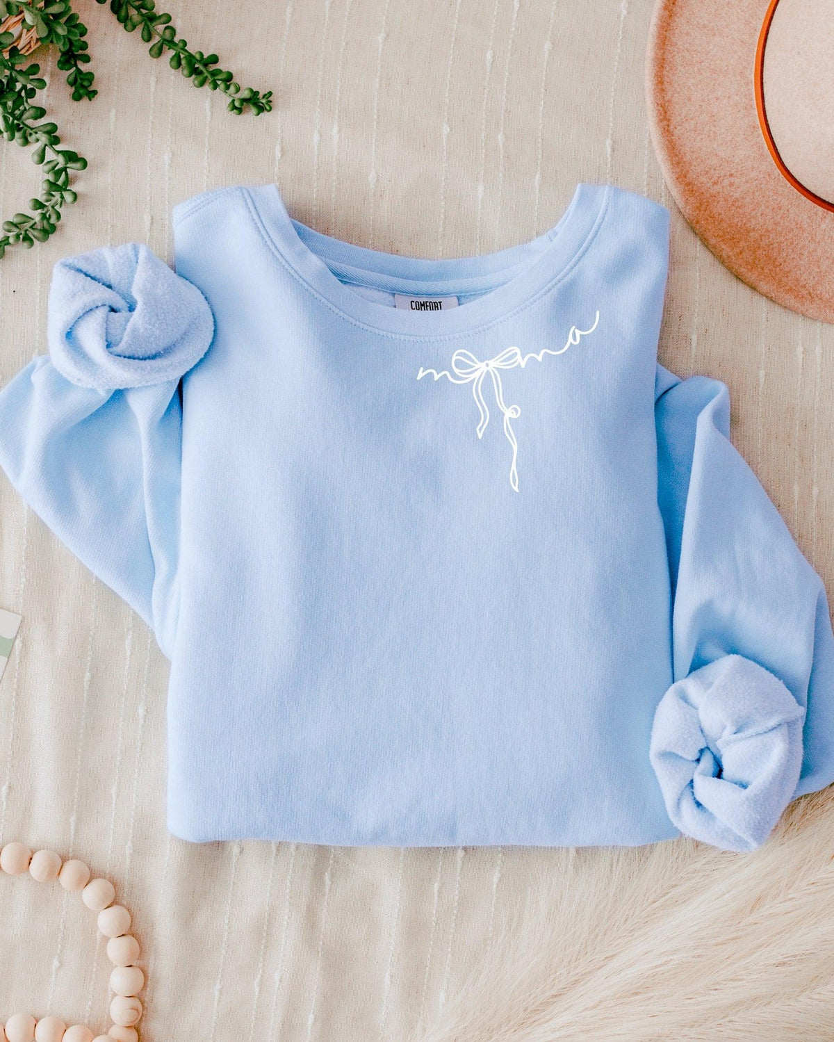 Mama Ribbon Comfort Colors Sweatshirt (Around Neck), Mom Gift