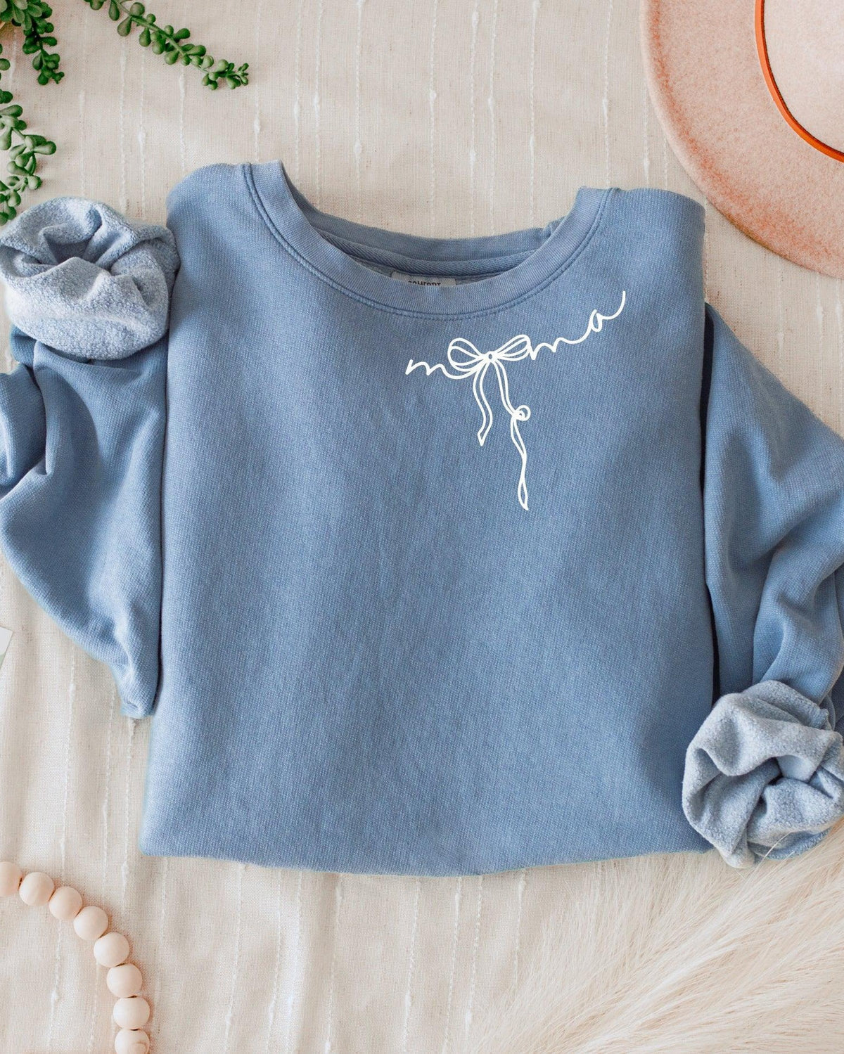 Mama Ribbon Comfort Colors Sweatshirt (Around Neck), Mom Gift