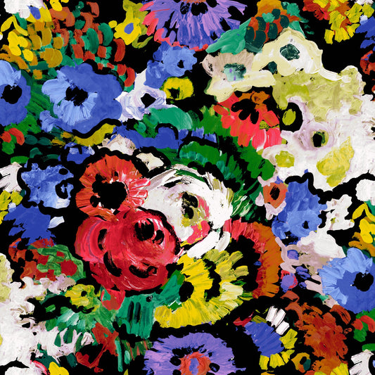 Colorful patterned scrunchie with multicolor floral design