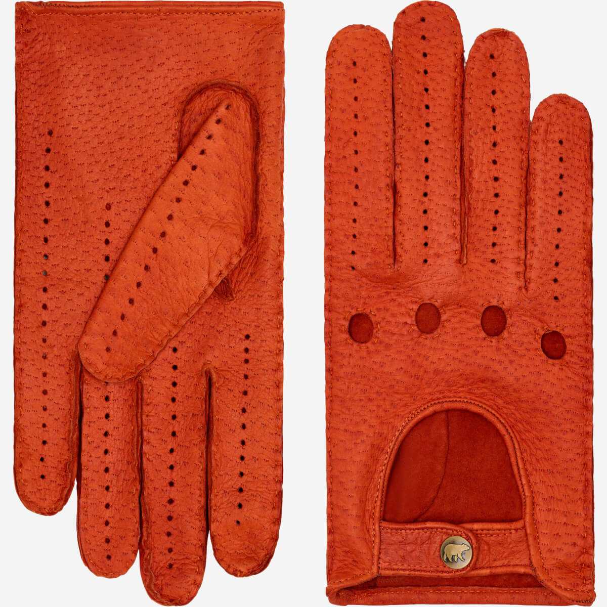 Marcello (orange) – Luxurious Italian peccary driving gloves