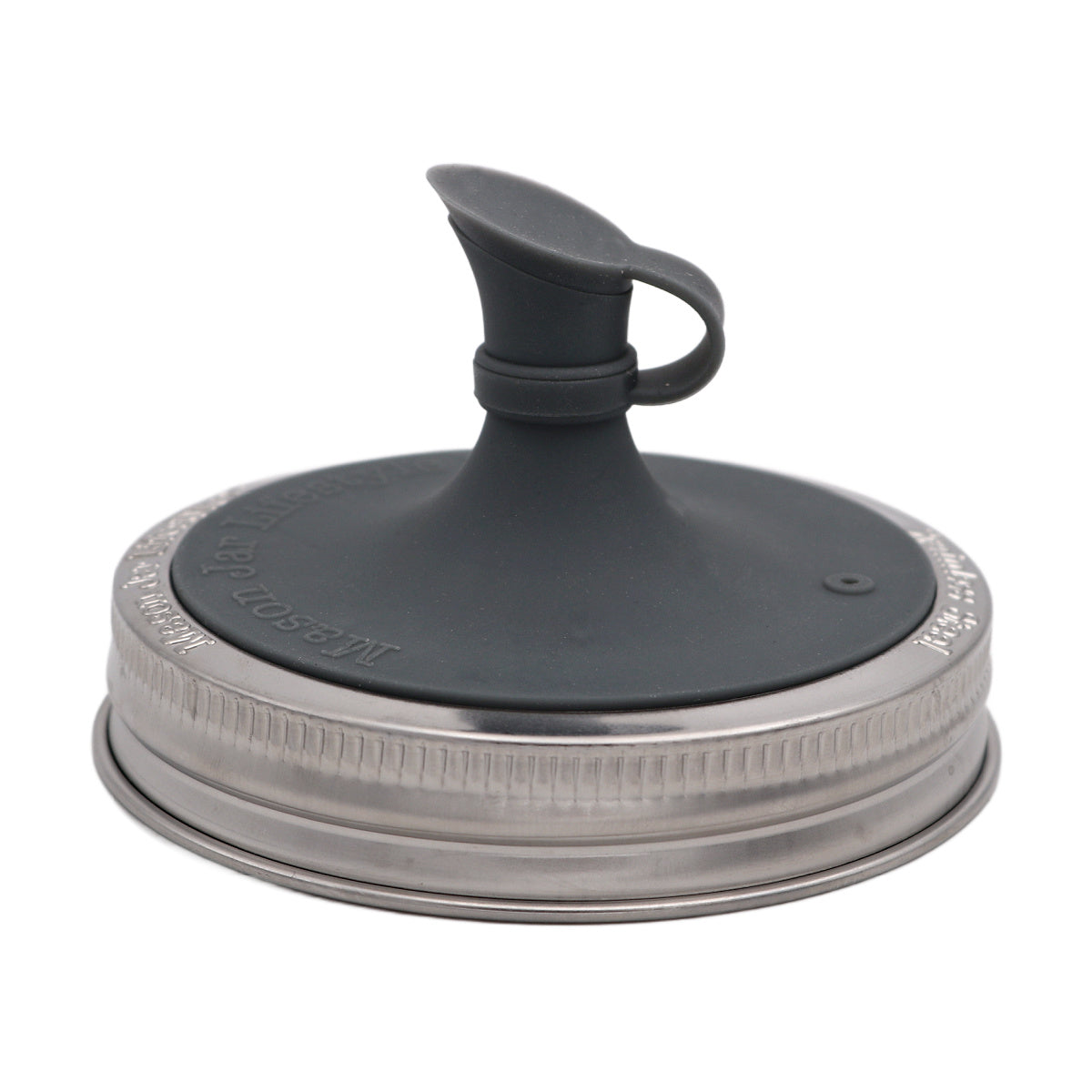 Silicone oil cruet pour lid for mason jar, dark gray funnel top and side handle