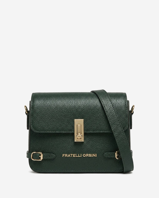 Mirella (green) - Italian calf leather women's crossbody bag (with shoulder strap)