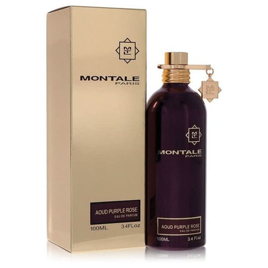 Montale Aoud Purple Rose eau de parfum set with gold-capped bottle and beige box