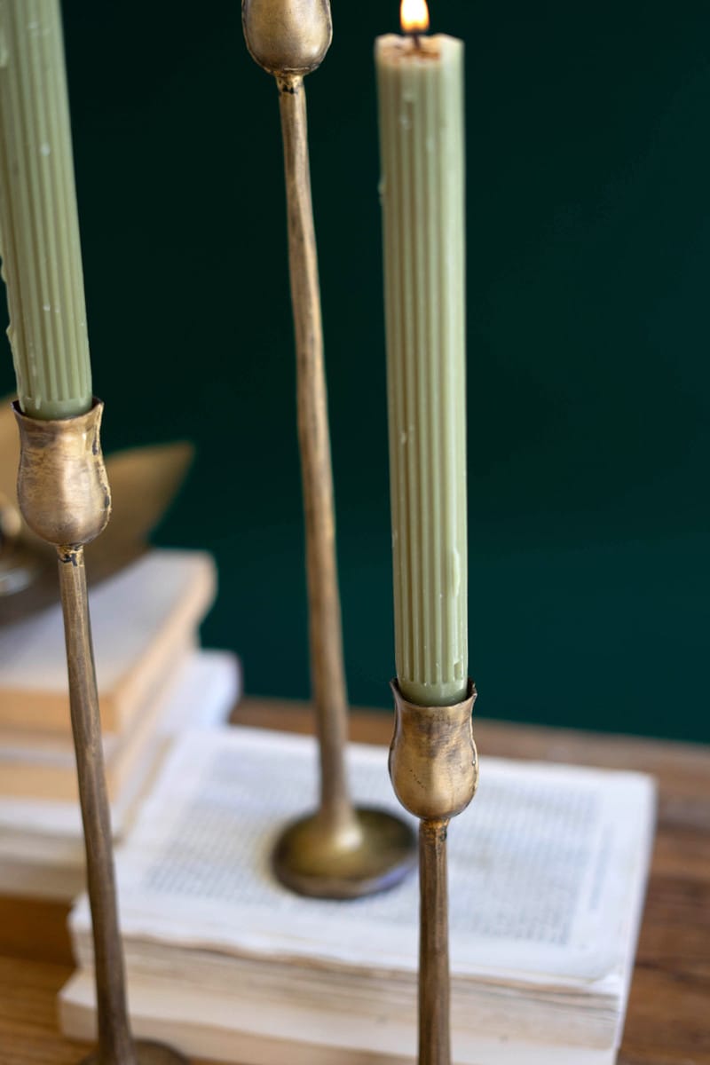 Antique Brass Taper Candle Holders | Copper Finish Metal Candlesticks