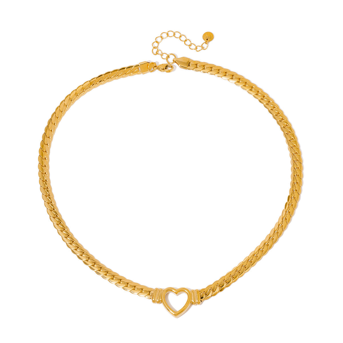 Gold-tone heart pendant necklace with braided chain and heart center charm