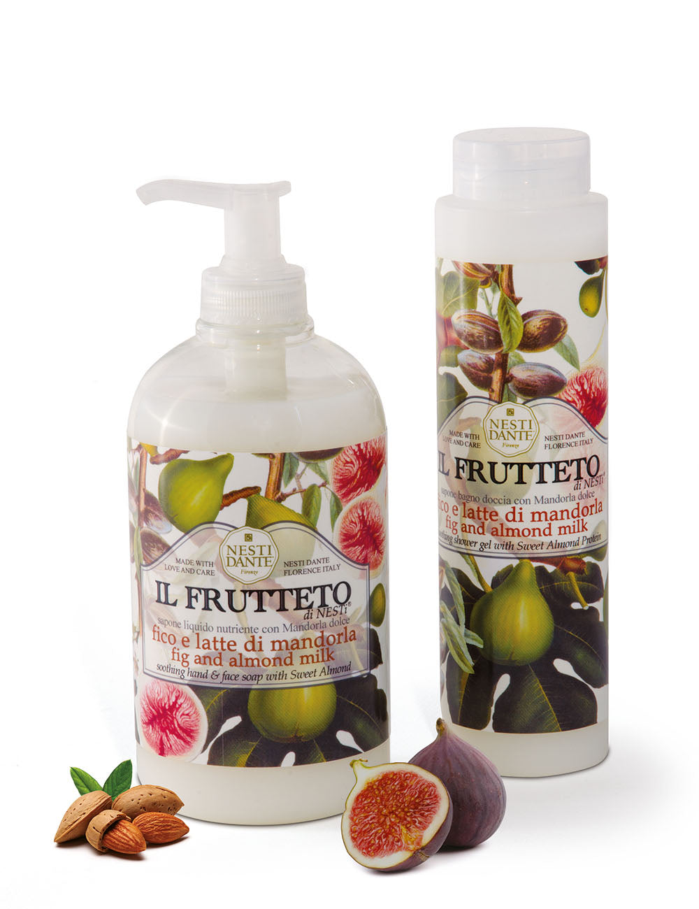 Nesti Dante Il Frutteto fig and almond milk liquid soap bottles with pumps, 500 ml