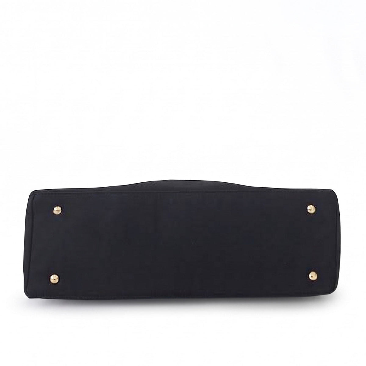 Nikki nylon slouchy shoulder bag in black bottom view with gold hardware