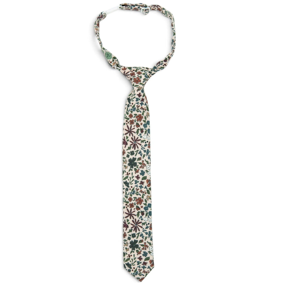 Boys floral necktie with multicolor garden print on light background