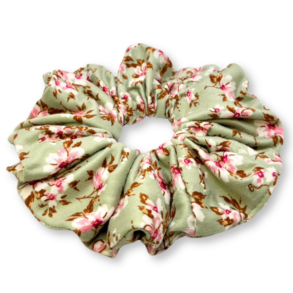 Pink Floral Sage Scrunchie