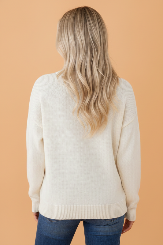 Western Floral Drop Shoulder Long Sleeve Sweater