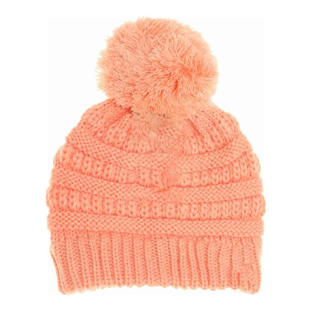 Kids Solid Pom C.C Beanies