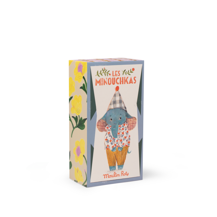 Minouchkas gift box featuring illustrated elephant toy