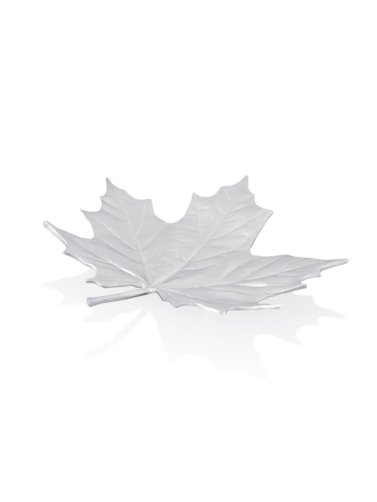 Pewter maple leaf serving dish, leaf-shaped tray with raised veins
