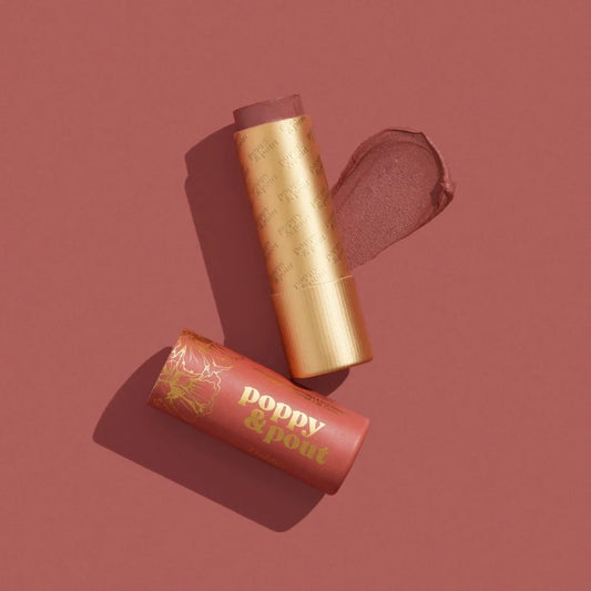 Debbie lip tint tube set with gold cap and rose-pink tint product