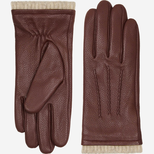 Raya (brown) – Deerskin leather gloves with warm wool lining