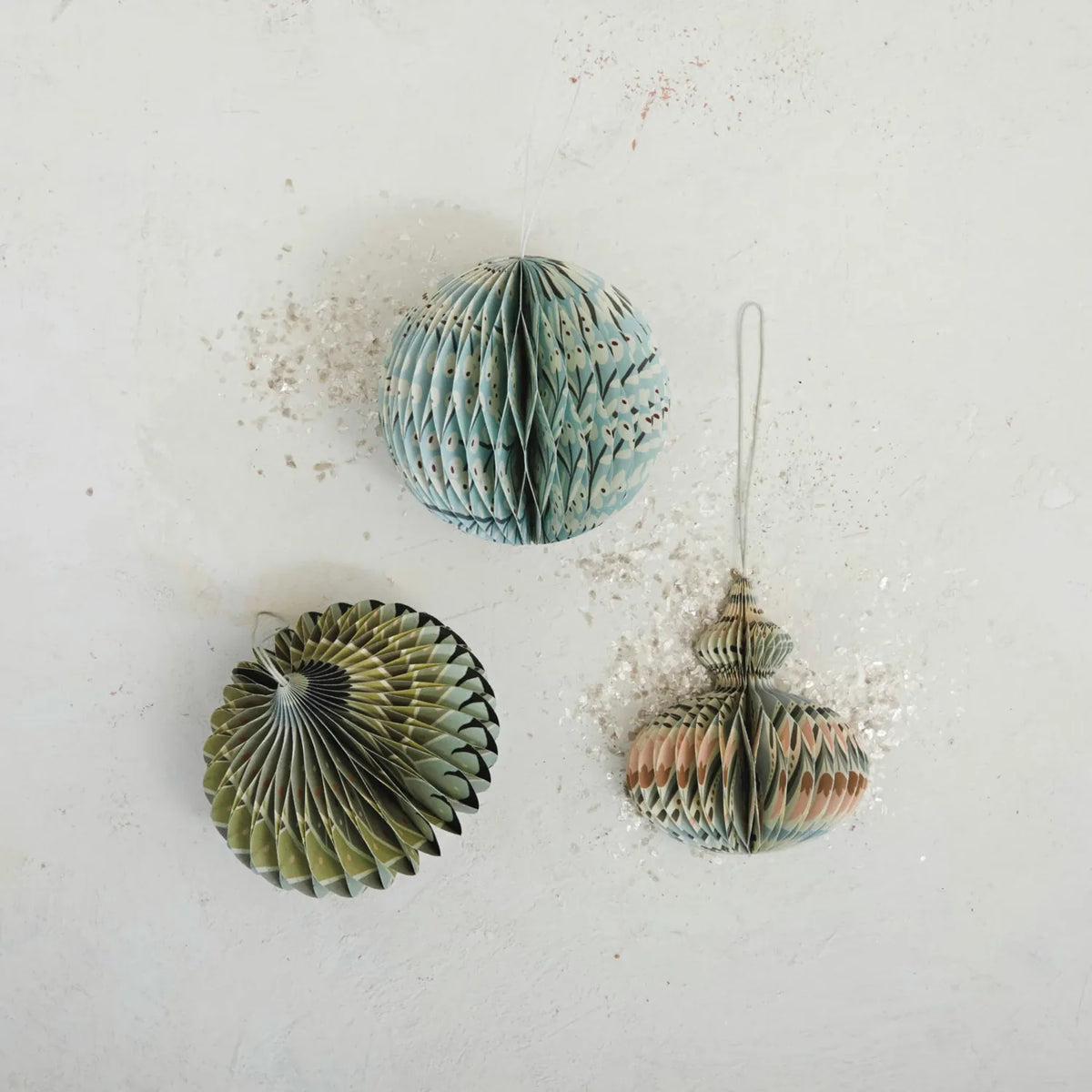 Recycled Paper Folding Honeycomb Ornament w/ Pattern, 3 Styles