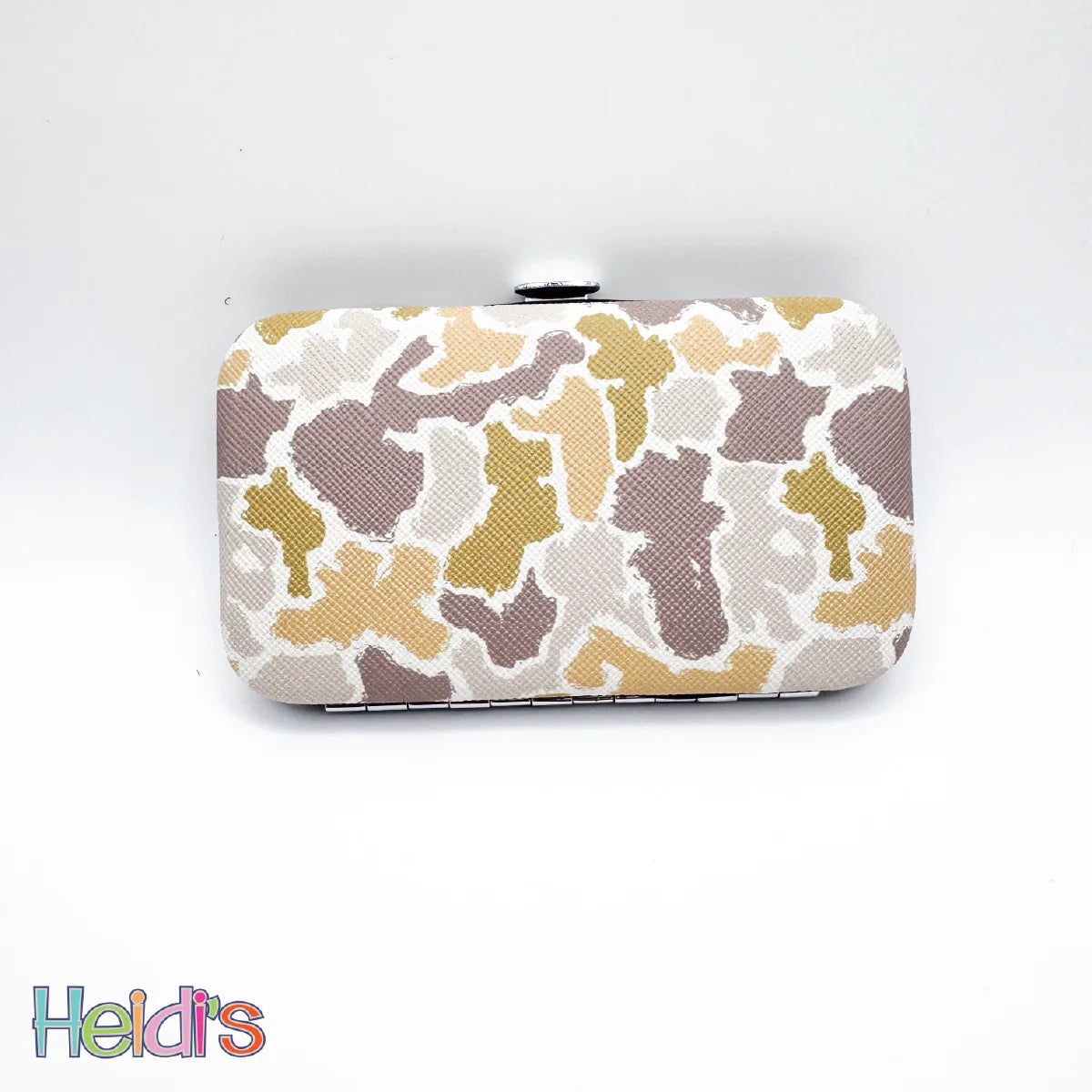 Men's manicure travel kit hard case with grey camo print and black clasp
