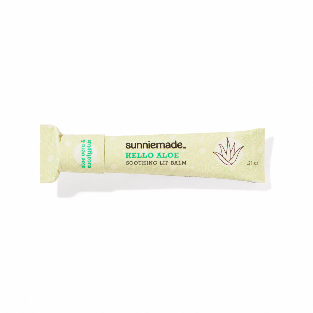 sunniemade Hello Aloe soothing lip balm in pale green squeeze tube