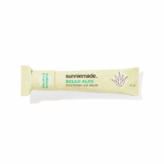 sunniemade Hello Aloe soothing lip balm in pale green squeeze tube