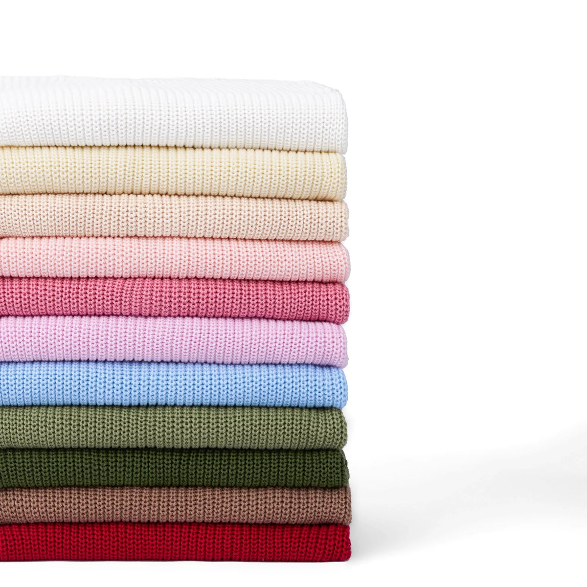 Folded knit baby romper fabrics in assorted colors