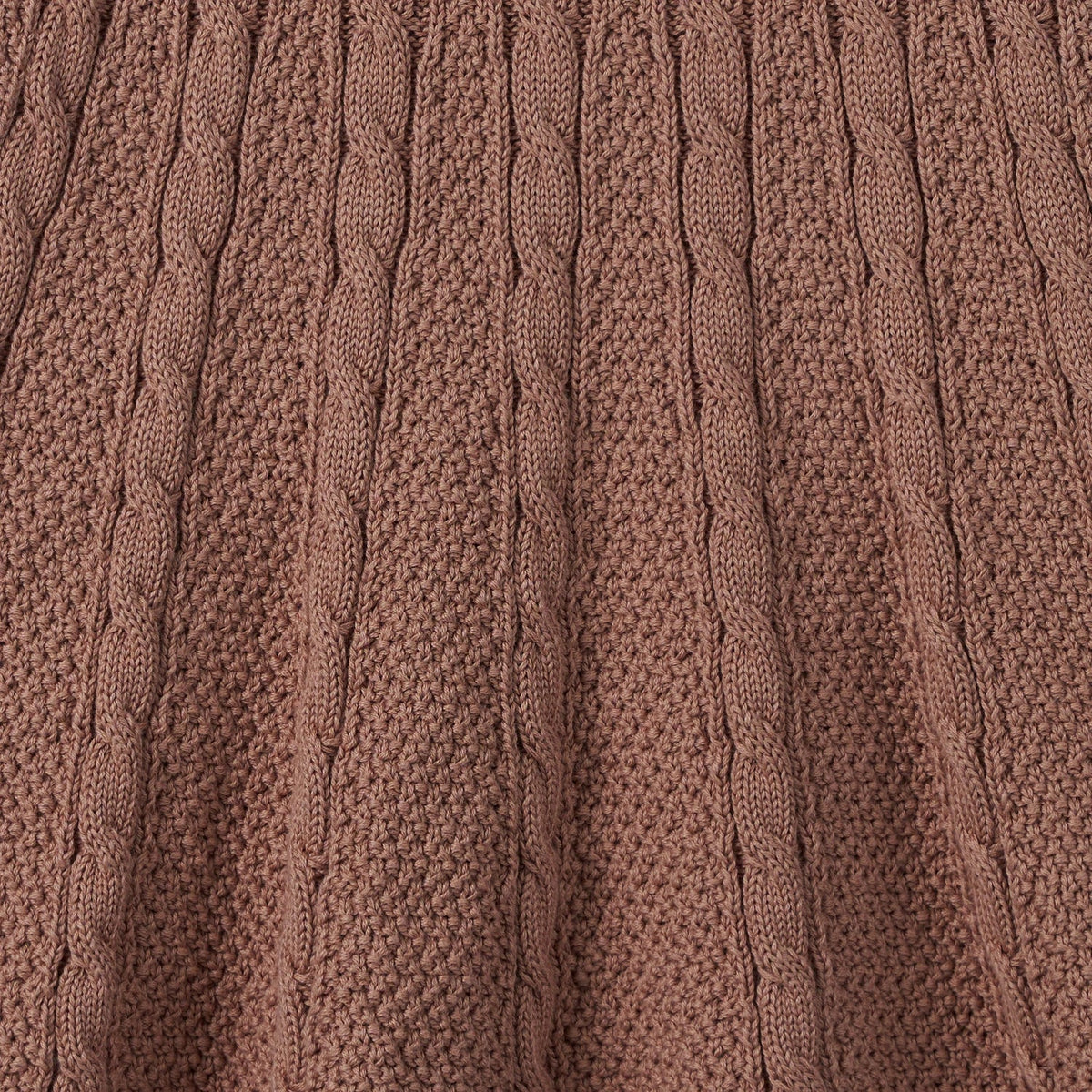 Mocha cable-knit fabric with vertical braided cable pattern
