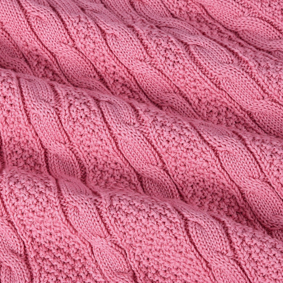 Rose pink cable knit texture on the skirt with ribbed knit pattern