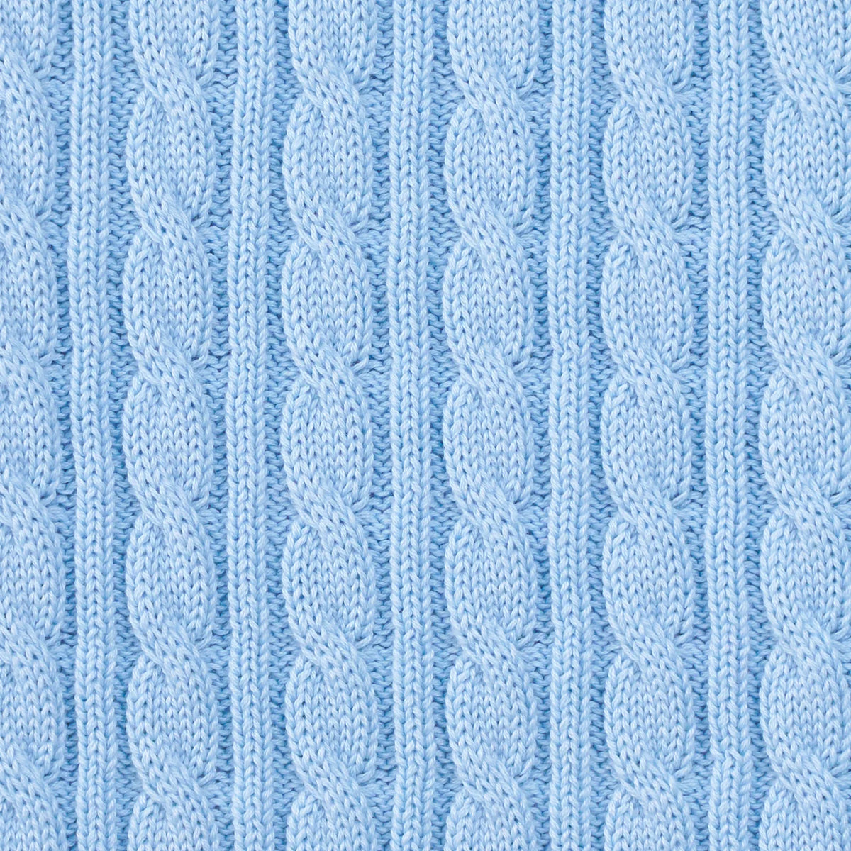 Light blue cable knit sweater texture with vertical braided cable pattern