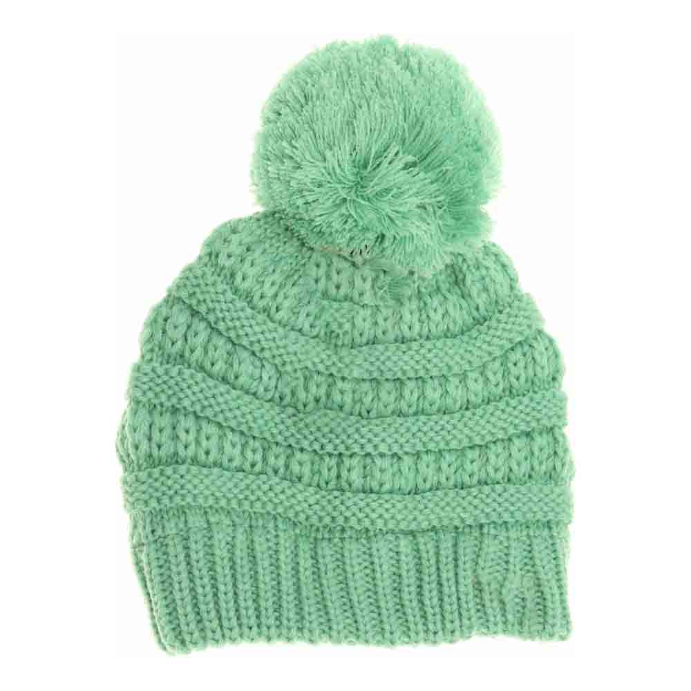 Kids Solid Pom C.C Beanies