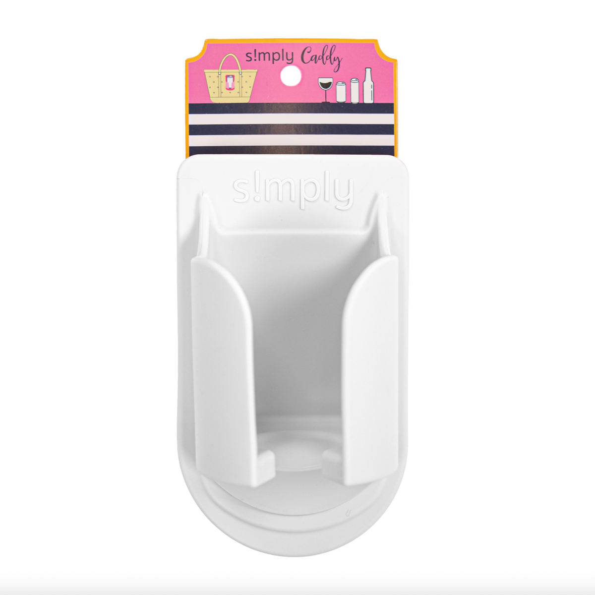 White snap-in tote cup holder insert with molded interior, shown on card packaging