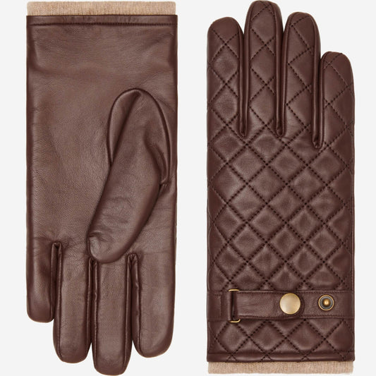 Sebastian (brown) – Sheepskin leather gloves with snap closure & touchscreen feature
