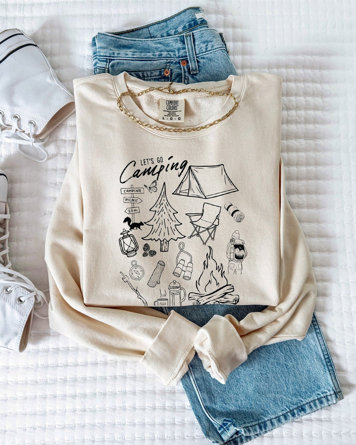 Sketched Mountain Comfort Colors Sweatshirt, Nature Hiking Outdoor Gift