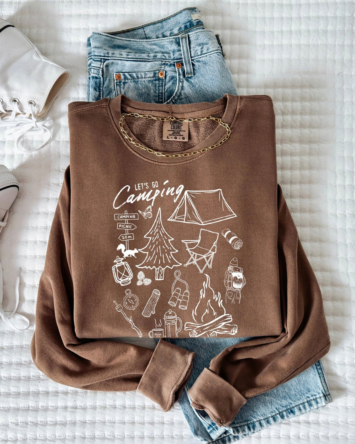 Sketched Mountain Comfort Colors Sweatshirt, Nature Hiking Outdoor Gift